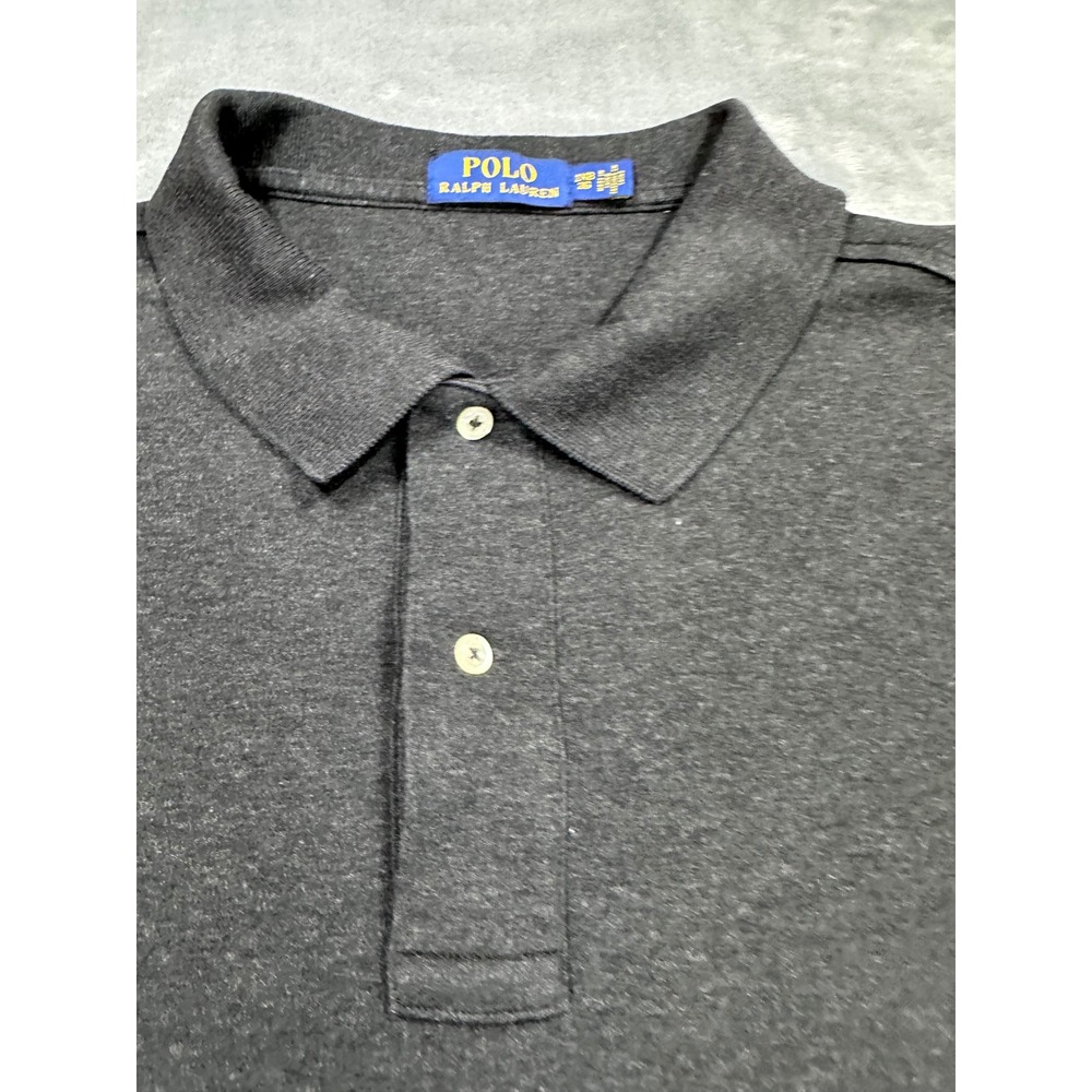 Polo Ralph Lauren Mens 2XB Charcoal Gray Heather Short Sleeve Cotton Polo Shirt - Picture 3 of 8